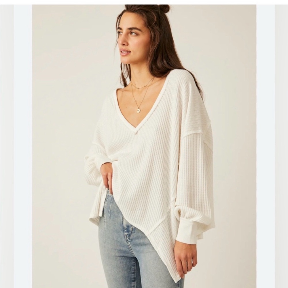 Free People We The Free Coraline White Long Sleeve Top